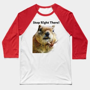 Stop Right There Chipmunk Body Language with Typography Baseball T-Shirt